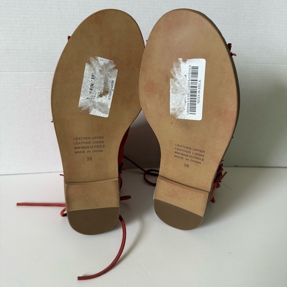 Silent D Sundance Neesham Leather Sandals Open Toe Women Sz 8 Fringed Red Brick - Picture 9 of 15